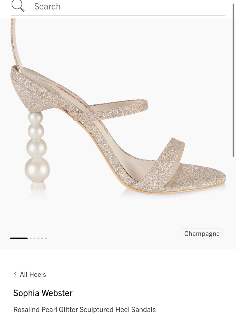 Sophia Webster Pearl-Stacked Glitter Strap Heels in Champagne